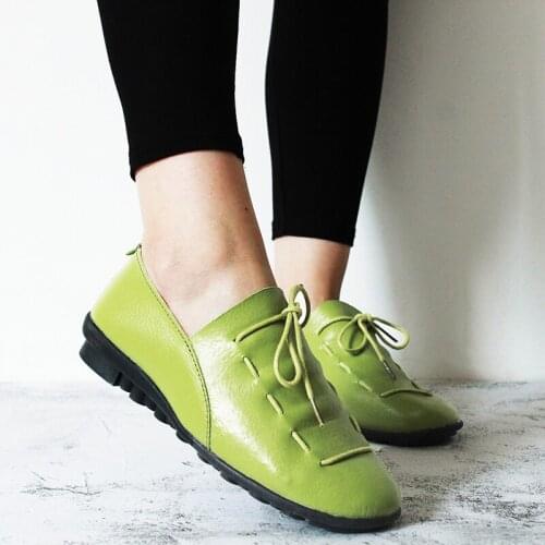 Women Shoes 2021 New Spring Autumn Lace-up Pleated Flats Shoes Woman Rubber PU Leather Slip On Casual Shoes Tenis Feminino