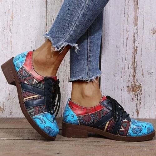 Vintage Flat Shoes Women 2021 Genuine Bohemian Jacquard Patchwork Zipper Flats Retro Casual Ladies Shoes Woman