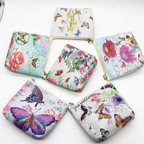 12pc/lot Retro butterfly flower coin purse / key bag / Cosmetic pencil Bag/ cute coin mini wallet/storage bag