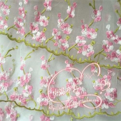 130*100CM light pink Lady girl child Dress Applique DIY veil Embroidered Lace Fabric Patch curtain table cover free shipping