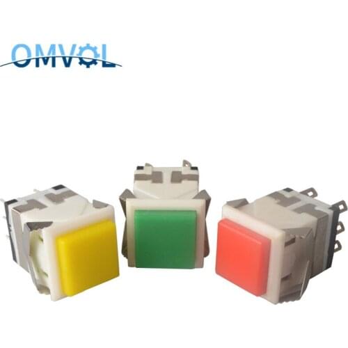 3pcs Spring Return Push & Self Locking Button Switch No Lights