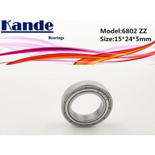 6802 ZZ 15x24x5 ABEC-1 10Pcs 6802ZZ Thin Section Deep Groove 6802 Ball Bearing 61802 Kande Bearings