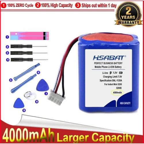 HSABAT 0 Cycle 4000mAh Battery for iRobot Roomba Braava 380 & 380T / Mint 5200 / Mint 5200c Replacement Accumulator