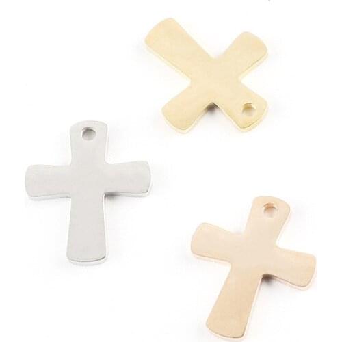 DIY jewelry making accessories 50pcs 17*20mm mirror finish polished stainless steel cross pendant forbracelet/necklace/keychain