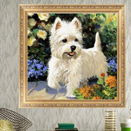 New 1Set DIY 5D Diamond Painting Cute Dog Embroidery Cross Stitch Crafts Home Decor 30*30cm