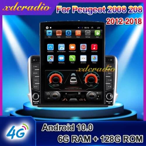 Xdcradio 10.4" Android 10.0 Tesla Style For Peugeot 2008 208 Car Radio DVD Multimedia Player GPS Navigation Carplay 2013-2020