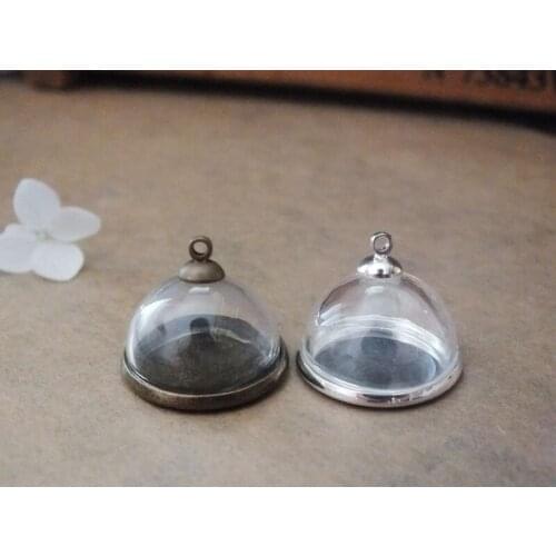 Free ship!! 20mm glass dome with 2 color can choose base set glass vial pendant handmade glass necklace pendant