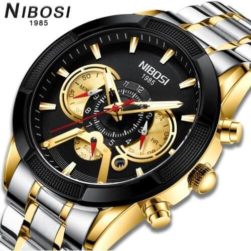 NIBOSI Top Brand Mens Watches Business Quartz Watch for Men Stainless Steel Waterproof Date Wristwatches male Relogio Masculino