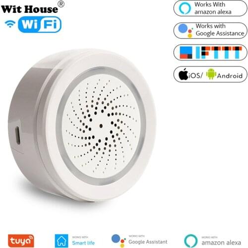 Wit House Temperature Humidity Alarm Sensor Wifi Siren Tuya Smart Life App Work with Echo Alexa Google Home IFTTT