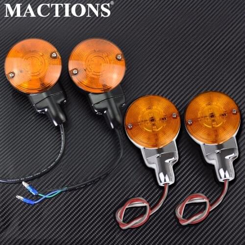 Motorcycle Parts Front Flat Turn Signal Light Black/Chrome For Harley Touring Electra Tour Glides FLSTC Heritage 1986-Later