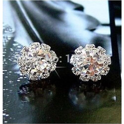 E022 2018 new style shiny sunflowers Crystal earrings wedding jewelry Free Shipping Fashion Crystal Earrings for women
