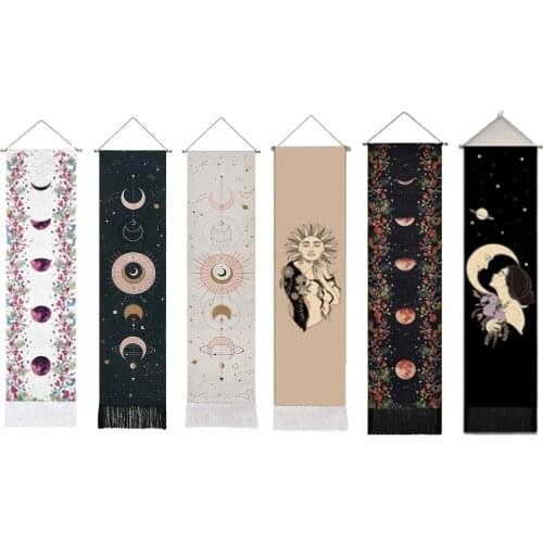 Moon Phase Tapestry Hanging Wall Tapestry Moon Phase Tapestry With Tassels Home Office Wall Decor 32.5x130cm