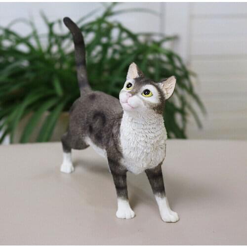 JJM American Wirehair Cat Pet Figure Kitten Animal Collector Toy Decoration PVC Model Doll Educational Toy for Children Gift