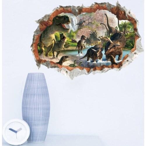 Movie Jurassic Park dinosaur animal wall stickers for kids rooms bedroom home decor 3d vivid wall decals mural art poster