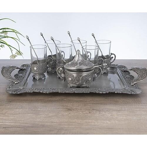 Zinc alloy coffee cup sugar Cup Set European retro creative coffee cup spoon multi piece set Coffee cup set