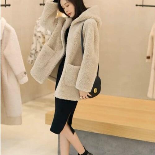 Winter 2020 New Women Hooded Casual Teddy Pockets Plus Size Faux Fur Jacket Coats Female Fleece Fluffy Overcoat Outwears Q04