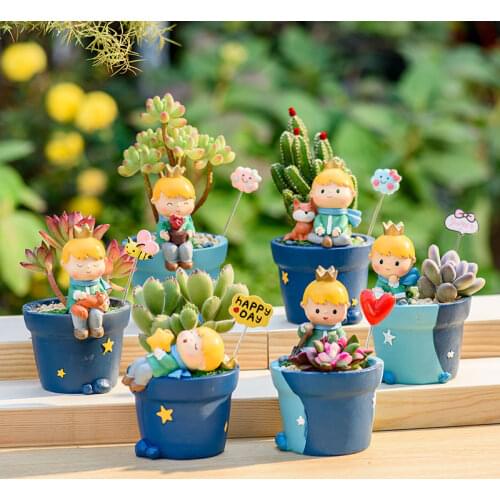 Cartoon princeling Cute Mini Flowerpot Home Decor Succulents Plants Pots Decorative Vase Accessories Micro Landscape Bonsai