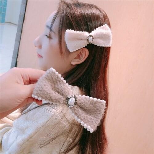 Fashion cute bow Hair Barrette Hair Clip Hairpin Girls rhinestone autumn winter Hair Accessories Women Headdress Wholesale