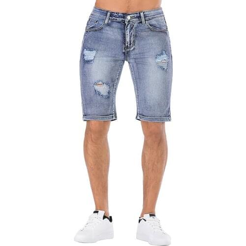 58# Men Summer Jeans Pants Fashion Casual Ripped Personality Retro High Stretch Denim Jeans Pants Men Clothing Pantalones Hombre