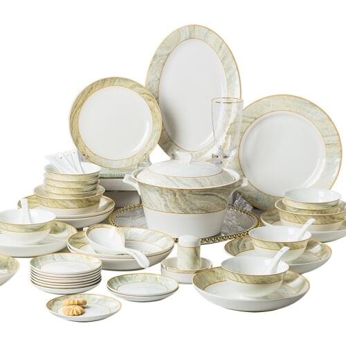 Ceramic tableware dishes set European Jingdezhen bone China chopsticks simple gift box