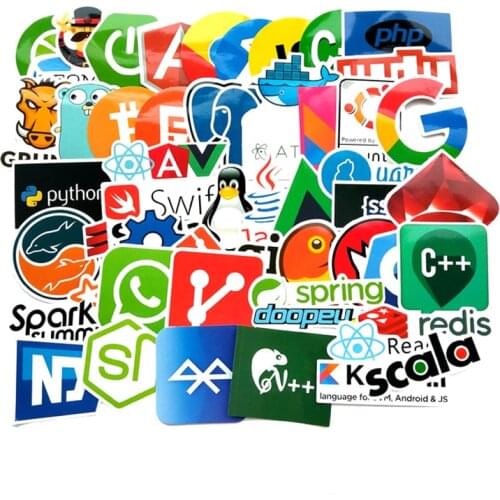 RETROMAX 50pcs Laptop Stickers Programming Laptop Stickers Hacker Java JS PHP Docker Bitcoin HTML Cloud Language DIY Stickers
