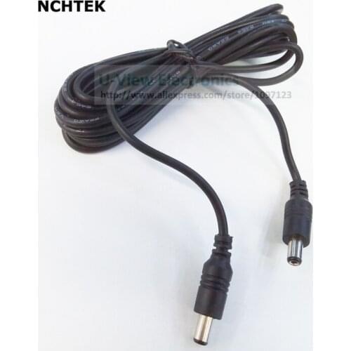NCHTEK Dual Straight DC 5.5x2.1mm Male to Male Plug CCTV Connector Adapter Cable About 3M/Free DHL Shipping/100PCS