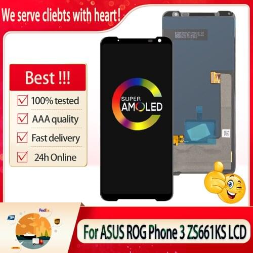 Orig For Asus ROG Phone 3 ZS661KS LCD Touch Screen 6.59" AMOLED Digitizer Assembly Replacement For Asus ZS661KS I003DD LCD