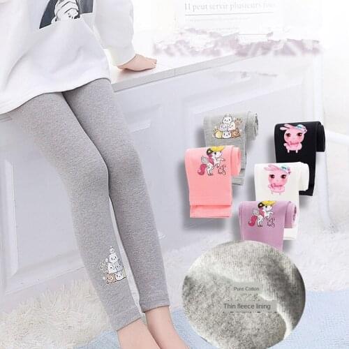 Autumn Girls Pants Velvet Thicken Warm Girl Leggings Kids Children Lycra Cotton Trousers Stretch Clothing for Winter 2-10T