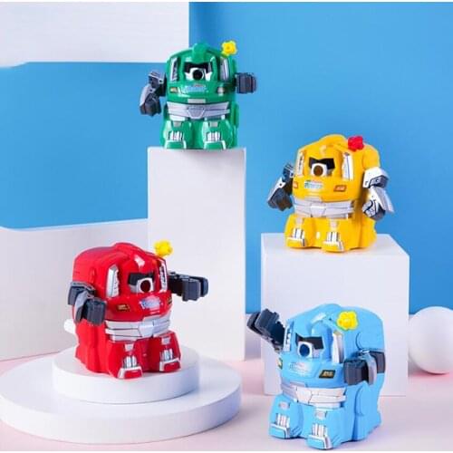 Plastic Pencil Sharpeners Cartoon Robot Pencil Sharpening Tool Handheld Manual Pencil Sharpener for Boys Birthday Gifts