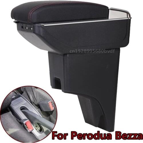 For Perodua Bezza Armrest box central Store content box with cup holder ashtray with USB interface