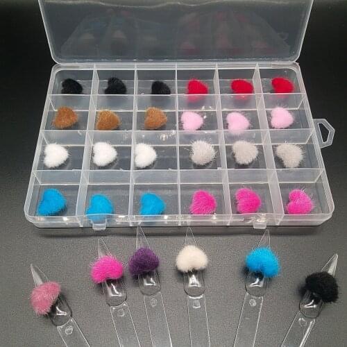 24 PCS Detachable Nail Art Fluffy Pom Balls- Removable 3D Nail Plush Faux Fur Balls with Magnetic Base Pompon ball Nail Accesso