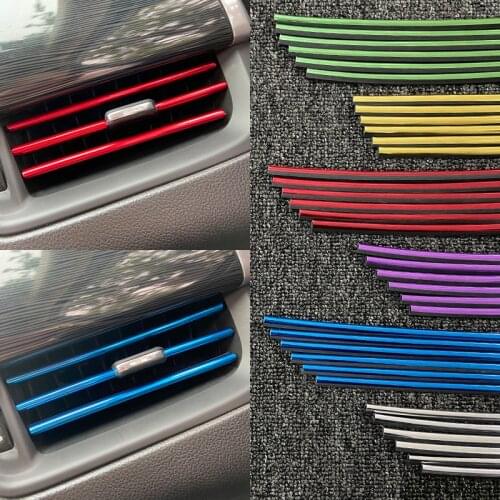 10pcs/lot Car Styling Mouldings Air Outlet Trim Strips Vent Grilles Rim Trim Decoration Strips Plating Auto Accessories Interior