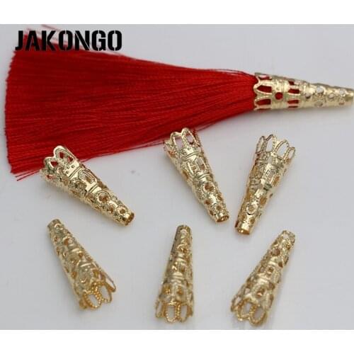 JAKONGO Hollow Flower End Beads Caps Jewelry Findings for DIY Necklace Tassel Earrings 22*8mm 30pcs