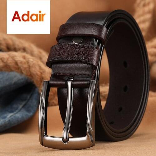 Men Genuine Leather Belts Famous Luxury Brand Pin Buckle High Quality Belts for men Jeans Casual Black Strap AHQ2108