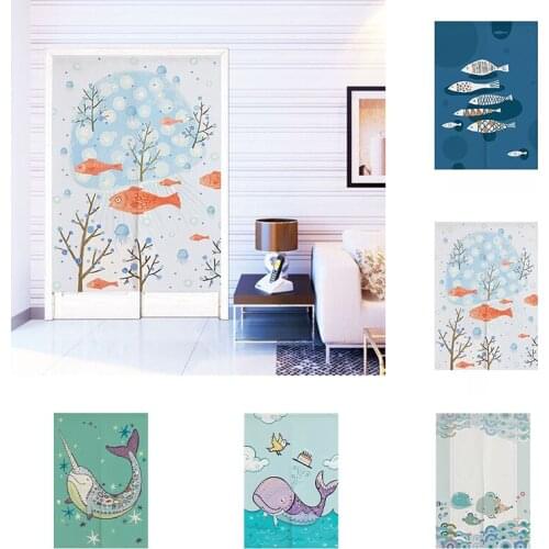 Cartoon Lovely Color Ocean Fish Half Panel Curtain Bedroom Kitchen Door Curtain Shower Toilet Partition Curtain