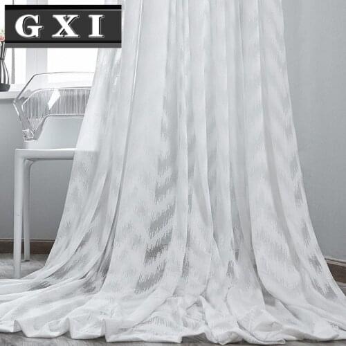 GXI Wave White Tulle Curtain for Living Room Bedroom Sheer Drapes Kitchen Luxury Striped Voile Valances Window Treatments M246-4