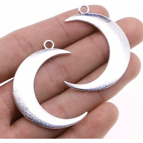 Tristana 8pcs 42x43mm Jewelry Making DIY Handmade Craft Charms Antique Silver Color Big Crescent Moon Pendant Charms