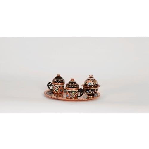 Turkish Handmade Shape Copper Coffee Pot,Cezve Jezve,İbrik Enamel Carved ROSE FLOWER EMBROIDERED EMBROIDERED AUTHENTIC COFF