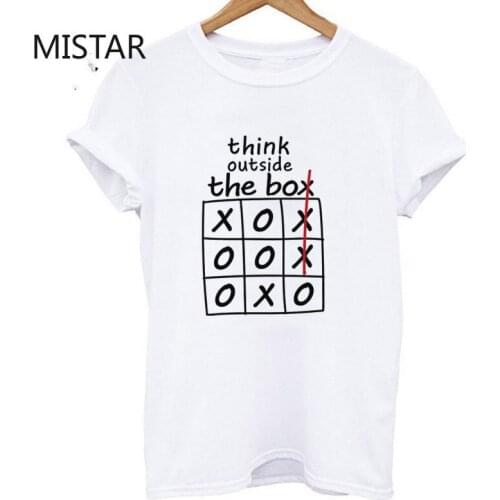 Think outside the box printed letter t shirt women summer casual short sleeve white tops t shirt fashion women graphic clothing