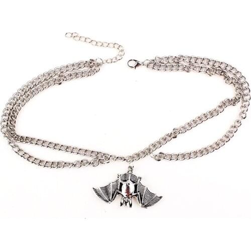 Vintage Double Chain Bat Necklace For Women Animals Pendant Octopus Choker Halloween Necklace Gothic Horror Punk Jewelry