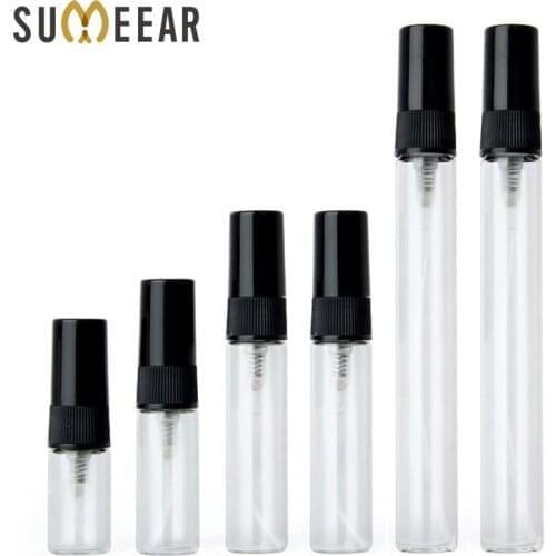 100 pieces/lot 2ml~10ml glass bottle empty perfume bottles Spray Atomizer black perfume bottle Travel Cosmetic Container
