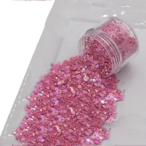 1000G Laser Mix Size Hexagon Iridescent Sequin Nail Glitter White Pink Blue Green Nail Sequin Oil Color Series DIY Nail Sequins