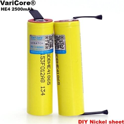 2 PCS.. New Original HE4 2500mAh Li-lon Battery 18650 3.7V Power Rechargeable batteries Max 20A,35A discharge + Nickel sheet