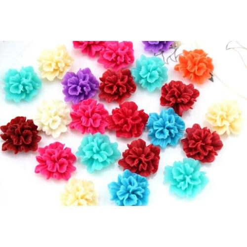 250pcs big lovely 25mm vintage retro Flatback Resin Multi-Colored pleated wrinkle flower Cabochons beads retro D25