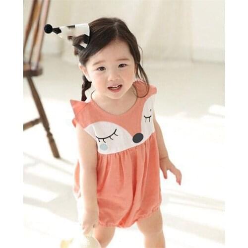 2021 Summer Baby Clothes Infants Clothing Baby Cartoon Fox Romper Climb Clothes Toddler Girls Suit Baby Jumpsuit