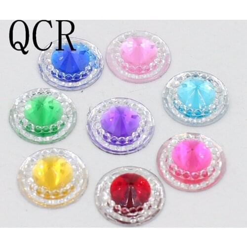 Free Shipping 50pcs 12mm Multicolor Round Shape Flower Flatback Scrapbooking For Phone/Wedding ABS Resin Beads