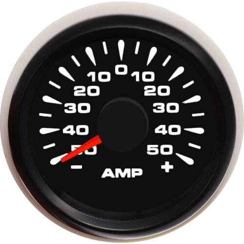 52mm Car Boat Ammeter Waterproof Amperemeter Gauge with 8 Colors LED Backlight for fit -50A/ 50A AMP Current Meter