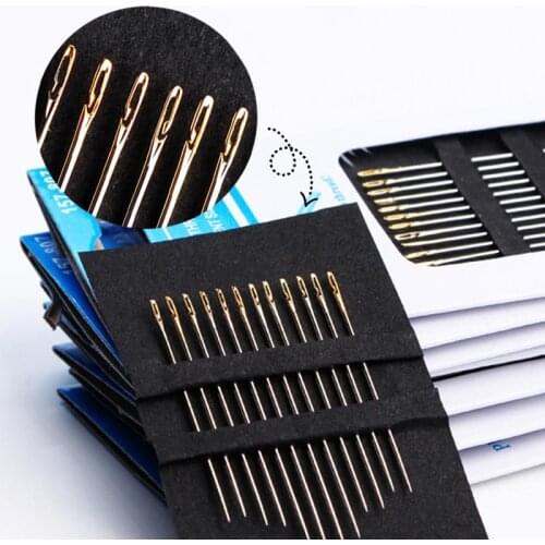 55Pcs Stainless Steel Antijumper Multi-size Hand Sewing Needles Popular DIY Darning High Thick Big Eye Self-Threading Embroidery