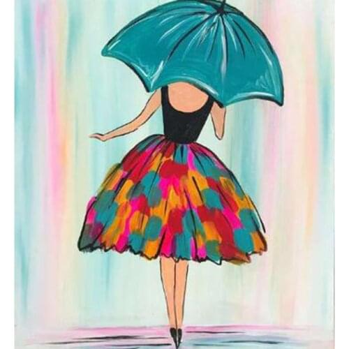 5D DIY Diamond Painting Character Painting Cartoon Beauty Umbrella Picture Cross Stitch Square Round Diamond Embroidery WG2861