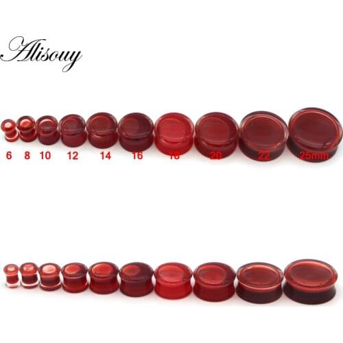 Alisouy 1Pair Red Liquid Blood Ear Gauges Acrylic Ear Plug Earrings Gauges Body Piercing Jewelry Piercing Mixes 9 Size Promotion